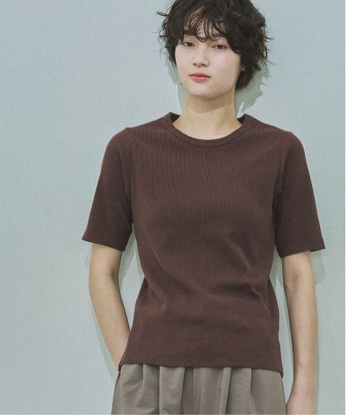 LAKOLE（ラコレ）の「コットンテレコ半袖T / 671512（Tシャツ/カットソー・レディース・ブラウン/オフホワイト/その他2/その他1/ブラック・FREE）」の4枚目の写真