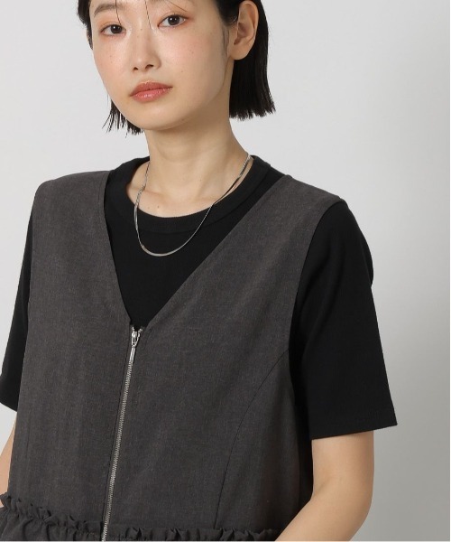 LAKOLE（ラコレ）の「コットンテレコ半袖T / 671512（Tシャツ/カットソー・レディース・ブラウン/オフホワイト/その他2/その他1/ブラック・FREE）」の3枚目の写真