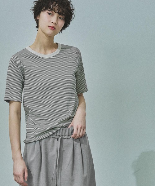 LAKOLE（ラコレ）の「コットンテレコ半袖T / 671512（Tシャツ/カットソー・レディース・ブラウン/オフホワイト/その他2/その他1/ブラック・FREE）」の8枚目の写真