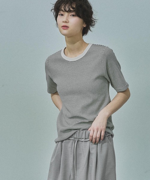 LAKOLE（ラコレ）の「コットンテレコ半袖T / 671512（Tシャツ/カットソー・レディース・ブラウン/オフホワイト/その他2/その他1/ブラック・FREE）」の9枚目の写真