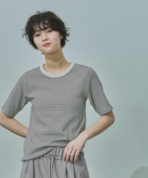 LAKOLE（ラコレ）の「コットンテレコ半袖T / 671512（Tシャツ/カットソー・レディース・ブラウン/オフホワイト/その他2/その他1/ブラック・FREE）」の10枚目の写真