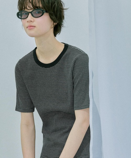 LAKOLE（ラコレ）の「コットンテレコ半袖T / 671512（Tシャツ/カットソー・レディース・ブラウン/オフホワイト/その他2/その他1/ブラック・FREE）」の21枚目の写真