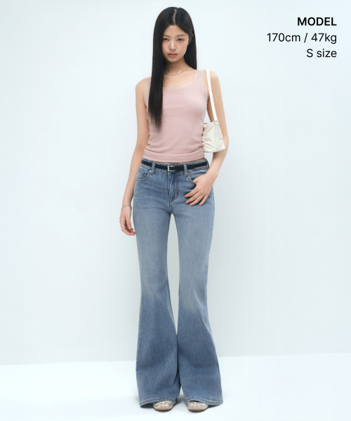 MUSINSA STANDARD WOMAN（ムシンサスタンダードウーマン）の「ウィメンズメッシュトリムタンクトップ[スモークピンク]（Tシャツ/カットソー・レディース・その他・X-SMALL/SMALL/MEDIUM/LARGE）」の2枚目の写真