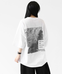 minsobi | ラベルディテール バックアート ビッグTシャツ ユニセックス(Tシャツ/カットソー)