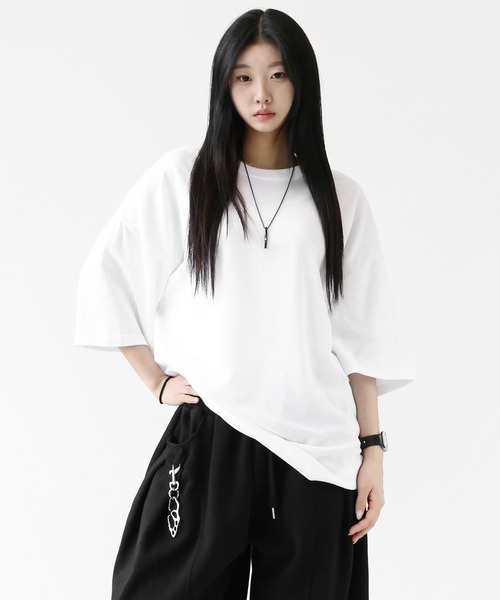 minsobi(ミンソビ)の「ラベルディテール バックアート ビッグTシャツ ユニセックス(Tシャツ/カットソー・メンズ・ホワイト/ブラック・FREE)」の21枚目の写真
