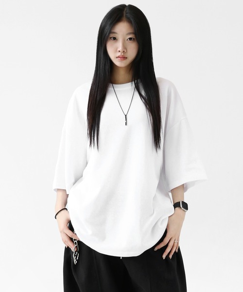 minsobi(ミンソビ)の「ラベルディテール バックアート ビッグTシャツ ユニセックス(Tシャツ/カットソー・メンズ・ホワイト/ブラック・FREE)」の22枚目の写真