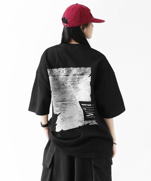 minsobi(ミンソビ)の「ラベルディテール バックアート ビッグTシャツ ユニセックス(Tシャツ/カットソー・メンズ・ホワイト/ブラック・FREE)」の19枚目の写真