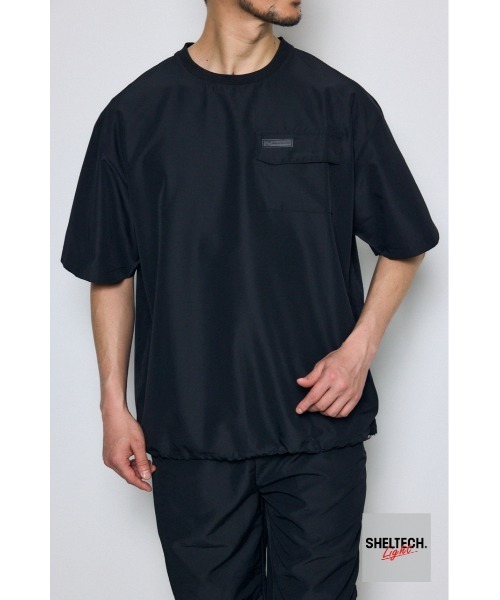 AZUL by moussy(アズールバイマウジー)の「【UVカット、遮熱、接触冷感】ひんやり♪SHELTECH Light ポケットTシャツ 春服 夏服(Tシャツ/カットソー・メンズ・グレー系その他/ブラック/グレー・SMALL/MEDIUM/LARGE)」の2枚目の写真