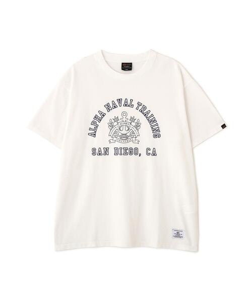 Alpha Industries（アルファインダストリーズ）の「【日本限定】Alpha Industries/アルファ インダストリーズ/NAVAL TRAINING SCHOOL T‐SHIRT/ネーヴァル トレーニング スクール Tシャツ（Tシャツ/カットソー・メンズ・ネイビー/チャコール/ホワイト系2・S/L/M/XL/2XL）」の2枚目の写真
