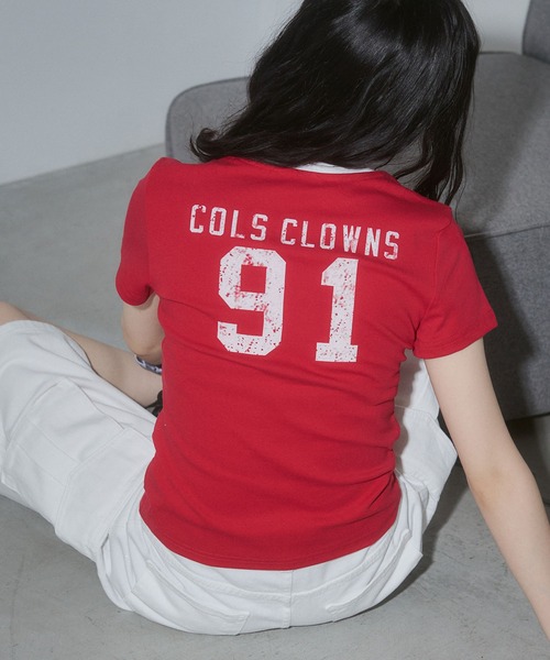 ENVYM(アンビー)の「ナンバリングリンガーTシャツ(Tシャツ/カットソー・レディース・チャコールグレー/ブラック/ホワイト/レッド・FREE)」の1枚目の写真