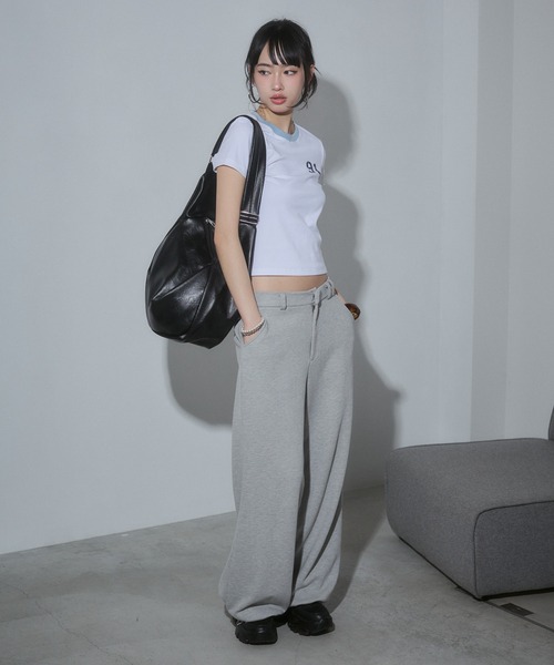 ENVYM(アンビー)の「ナンバリングリンガーTシャツ(Tシャツ/カットソー・レディース・チャコールグレー/ブラック/ホワイト/レッド・FREE)」の15枚目の写真