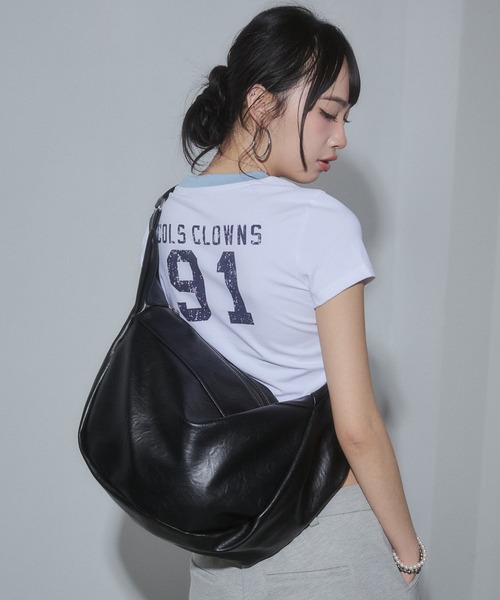 ENVYM(アンビー)の「ナンバリングリンガーTシャツ(Tシャツ/カットソー・レディース・チャコールグレー/ブラック/ホワイト/レッド・FREE)」の14枚目の写真