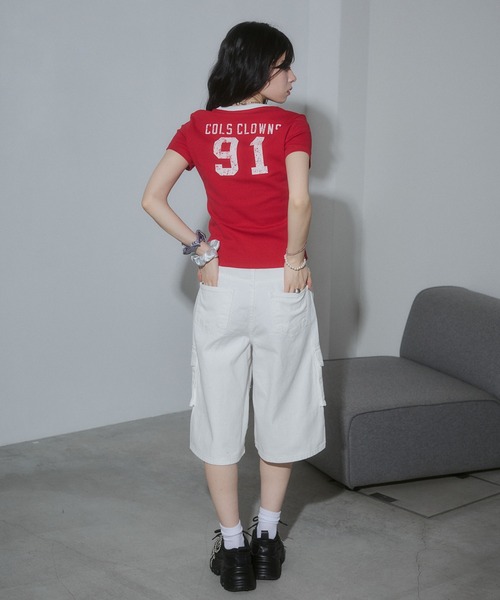ENVYM(アンビー)の「ナンバリングリンガーTシャツ(Tシャツ/カットソー・レディース・チャコールグレー/ブラック/ホワイト/レッド・FREE)」の20枚目の写真