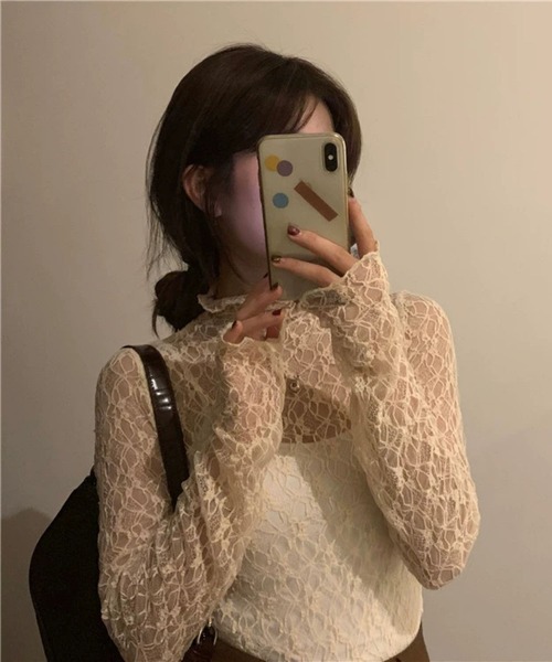 LUGG NAGG(ラグナグ)の「【456770】レースハイネックトップス(RZ)(Tシャツ/カットソー・レディース・ホワイト・FREE)」の2枚目の写真