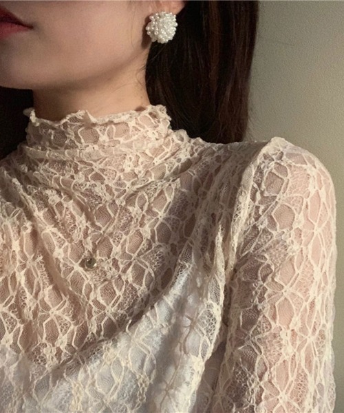 LUGG NAGG(ラグナグ)の「【456770】レースハイネックトップス(RZ)(Tシャツ/カットソー・レディース・ホワイト・FREE)」の3枚目の写真