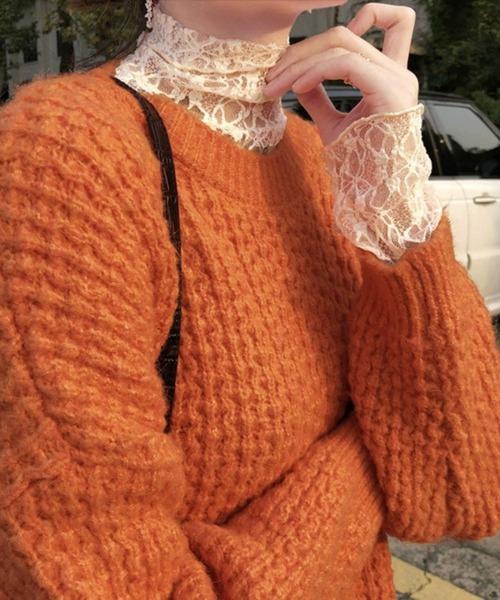 LUGG NAGG(ラグナグ)の「【456770】レースハイネックトップス(RZ)(Tシャツ/カットソー・レディース・ホワイト・FREE)」の4枚目の写真