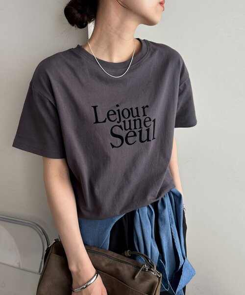 DISCOAT(ディスコート)の「アソートフロッキーロゴTシャツ(Tシャツ/カットソー・レディース・ホワイト/チャコールグレー/オフホワイト・FREE)」の3枚目の写真
