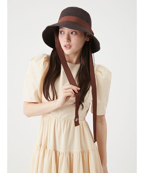 LILY BROWN(リリーブラウン)の「ナローリボンUVブレードハット(ハット・レディース・ベージュ/ブラック/ブラウン・F)」の2枚目の写真
