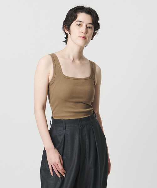 MARW UNITED ARROWS(マルゥ ユナイテッドアローズ)の「<MARW UNITED ARROWS>カップ付 リブ タンクトップ(タンクトップ・レディース・ホワイト/モカ/ネイビー/ブラック・FREE)」の3枚目の写真