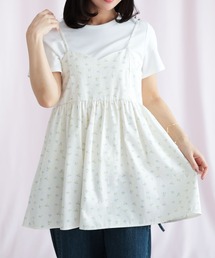 小花柄バックシャーリングキャミチュニック