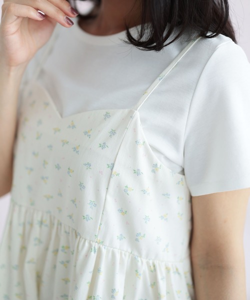 Ruwan yu(ルワンユー)の「小花柄バックシャーリングキャミチュニック(キャミソール・レディース・ホワイト・L/LL/3L/4L)」の19枚目の写真
