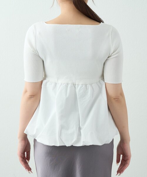 La boutique BonBon(ラブティックボンボン)の「【接触冷感・UVカット】クールタッチUV5分袖バルーンペプラムニット(ニット/セーター・レディース・ホワイト/チャコールグレー・FREE)」の11枚目の写真