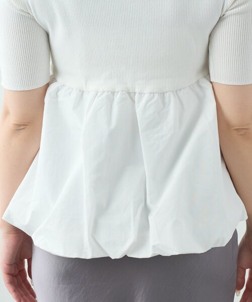 La boutique BonBon(ラブティックボンボン)の「【接触冷感・UVカット】クールタッチUV5分袖バルーンペプラムニット(ニット/セーター・レディース・ホワイト/チャコールグレー・FREE)」の12枚目の写真