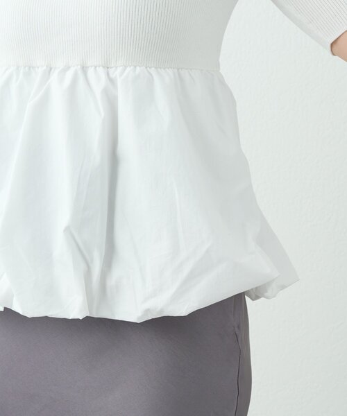 La boutique BonBon(ラブティックボンボン)の「【接触冷感・UVカット】クールタッチUV5分袖バルーンペプラムニット(ニット/セーター・レディース・ホワイト/チャコールグレー・FREE)」の13枚目の写真