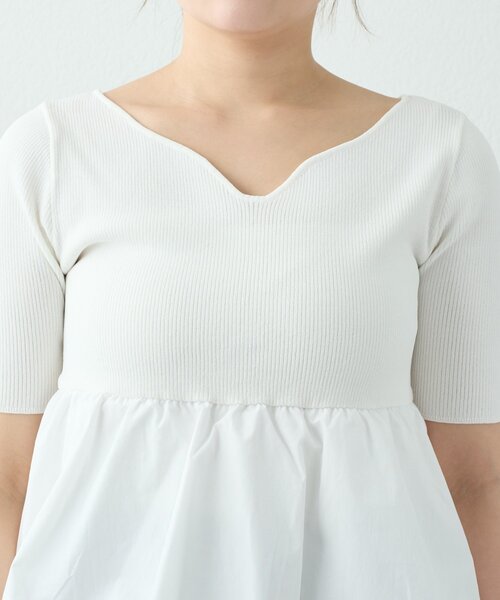 La boutique BonBon(ラブティックボンボン)の「【接触冷感・UVカット】クールタッチUV5分袖バルーンペプラムニット(ニット/セーター・レディース・ホワイト/チャコールグレー・FREE)」の14枚目の写真