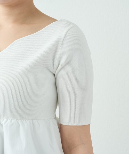 La boutique BonBon(ラブティックボンボン)の「【接触冷感・UVカット】クールタッチUV5分袖バルーンペプラムニット(ニット/セーター・レディース・ホワイト/チャコールグレー・FREE)」の15枚目の写真