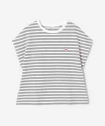 DANTON | ボーダー コットン天竺 ドルマンショートスリーブTシャツ WOMEN