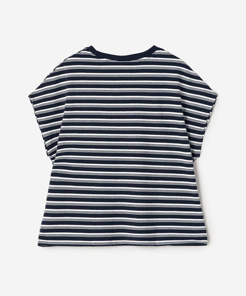 DANTON(ダントン)の「DANTON | ボーダー コットン天竺 ドルマンショートスリーブTシャツ WOMEN(Tシャツ/カットソー・レディース・ブルー系その他5/ホワイト系その他・S)」の4枚目の写真