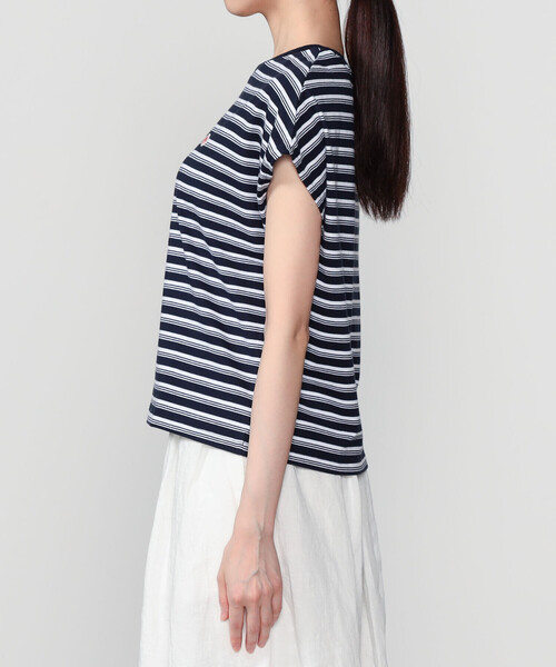 DANTON(ダントン)の「DANTON | ボーダー コットン天竺 ドルマンショートスリーブTシャツ WOMEN(Tシャツ/カットソー・レディース・ブルー系その他5/ホワイト系その他・S)」の10枚目の写真