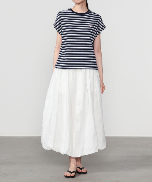 DANTON(ダントン)の「DANTON | ボーダー コットン天竺 ドルマンショートスリーブTシャツ WOMEN(Tシャツ/カットソー・レディース・ブルー系その他5/ホワイト系その他・S)」の12枚目の写真