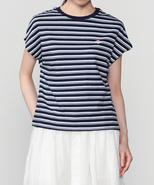 DANTON(ダントン)の「DANTON | ボーダー コットン天竺 ドルマンショートスリーブTシャツ WOMEN(Tシャツ/カットソー・レディース・ブルー系その他5/ホワイト系その他・S)」の1枚目の写真