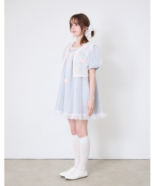 Lolime by mellfy memory(ロリミー バイ メルフィーメモリー)の「gingham check tulle dress(ワンピース・レディース・ラベンダー/ブルー・LL/M)」の6枚目の写真