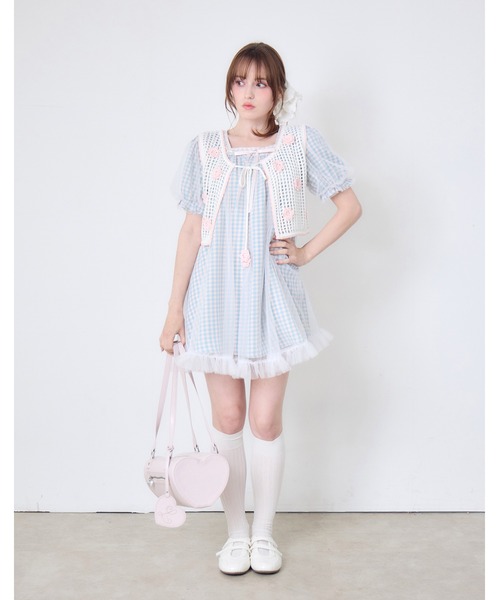 Lolime by mellfy memory(ロリミー バイ メルフィーメモリー)の「gingham check tulle dress(ワンピース・レディース・ラベンダー/ブルー・LL/M)」の9枚目の写真