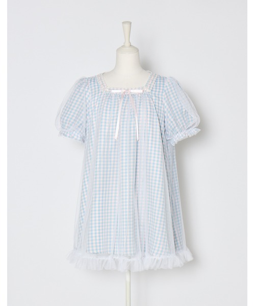 Lolime by mellfy memory(ロリミー バイ メルフィーメモリー)の「gingham check tulle dress(ワンピース・レディース・ラベンダー/ブルー・LL/M)」の17枚目の写真