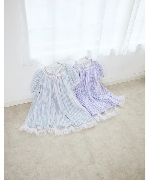 Lolime by mellfy memory(ロリミー バイ メルフィーメモリー)の「gingham check tulle dress(ワンピース・レディース・ラベンダー/ブルー・LL/M)」の16枚目の写真