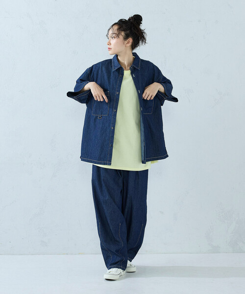 Purple&Yellow(パープルアンドイエロー)の「ライトオンスデニム ステッチシャツ(シャツ/ブラウス・メンズ・ブラック/ワンウォッシュ・MEDIUM/LARGE/SMALL)」の8枚目の写真