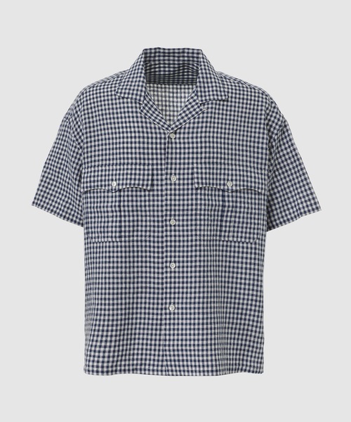 PORTER CLASSIC（ポータークラシック）の「KEROUAC LINEN GINGHAM CHECK SHIRT（シャツ/ブラウス・メンズ・ブルー系その他/ダークブルー/レッド/ブラック・M/L）」の2枚目の写真