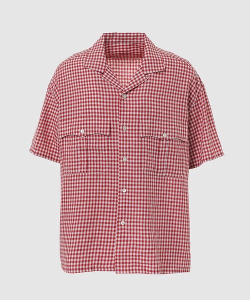 PORTER CLASSIC（ポータークラシック）の「KEROUAC LINEN GINGHAM CHECK SHIRT（シャツ/ブラウス・メンズ・ブルー系その他/ダークブルー/レッド/ブラック・M/L）」の4枚目の写真