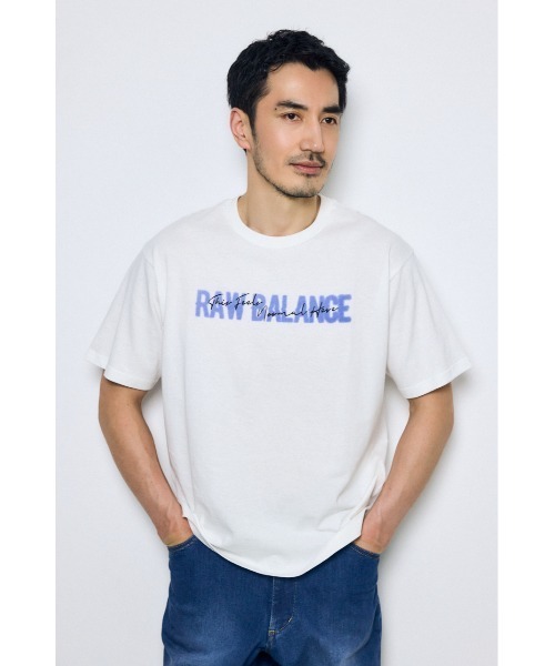 AZUL by moussy(アズールバイマウジー)の「ダブルロゴプリントTEE(Tシャツ/カットソー・メンズ・ホワイト/チャコールグレー/ブラック・LARGE/MEDIUM)」の4枚目の写真