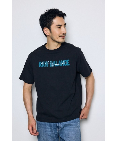 AZUL by moussy(アズールバイマウジー)の「ダブルロゴプリントTEE(Tシャツ/カットソー・メンズ・ホワイト/チャコールグレー/ブラック・LARGE/MEDIUM)」の13枚目の写真