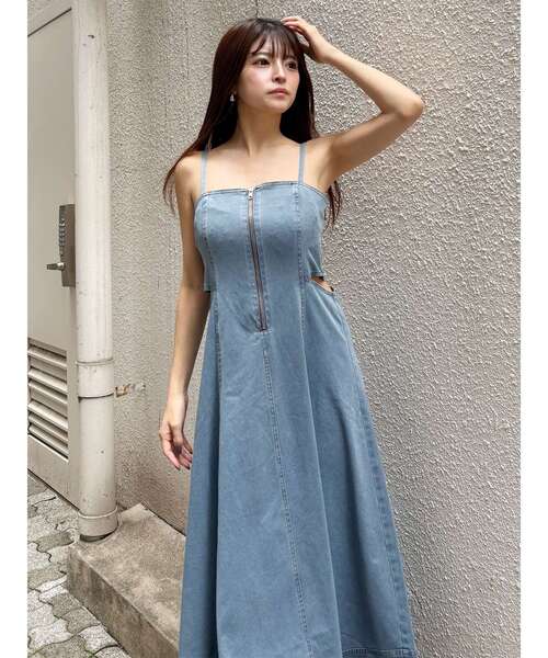 MURUA(ムルーア)の「デニムライクサイドカットワンピース 夏服(ワンピース・レディース・ブラック/ブルー・1/2)」の16枚目の写真
