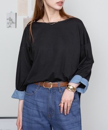 袖口裏ダンガリー長袖Tシャツ ロングスリーブ