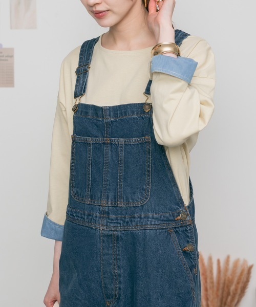 MARAI(マーライ)の「袖口裏ダンガリー長袖Tシャツ ロングスリーブ(Tシャツ/カットソー・レディース・カーキ/オフホワイト/ベージュ/ブラック・4L~5L/M~L/LL~3L)」の16枚目の写真