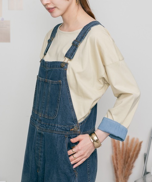 MARAI(マーライ)の「袖口裏ダンガリー長袖Tシャツ ロングスリーブ(Tシャツ/カットソー・レディース・カーキ/オフホワイト/ベージュ/ブラック・4L~5L/M~L/LL~3L)」の10枚目の写真