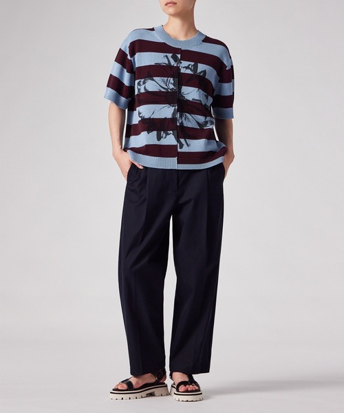 Paul Smith(ポールスミス)の「ウィメンズ ボーダー プリント 半袖ニット / 265052 899N(ニット/セーター・レディース・ライトブルー・MEDIUM)」の7枚目の写真