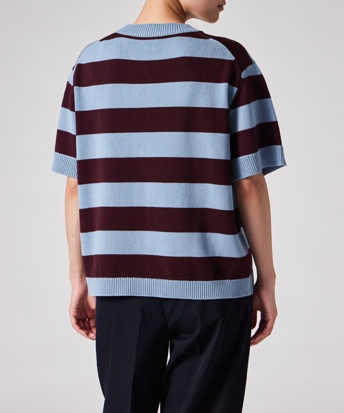 Paul Smith(ポールスミス)の「ウィメンズ ボーダー プリント 半袖ニット / 265052 899N(ニット/セーター・レディース・ライトブルー・MEDIUM)」の9枚目の写真